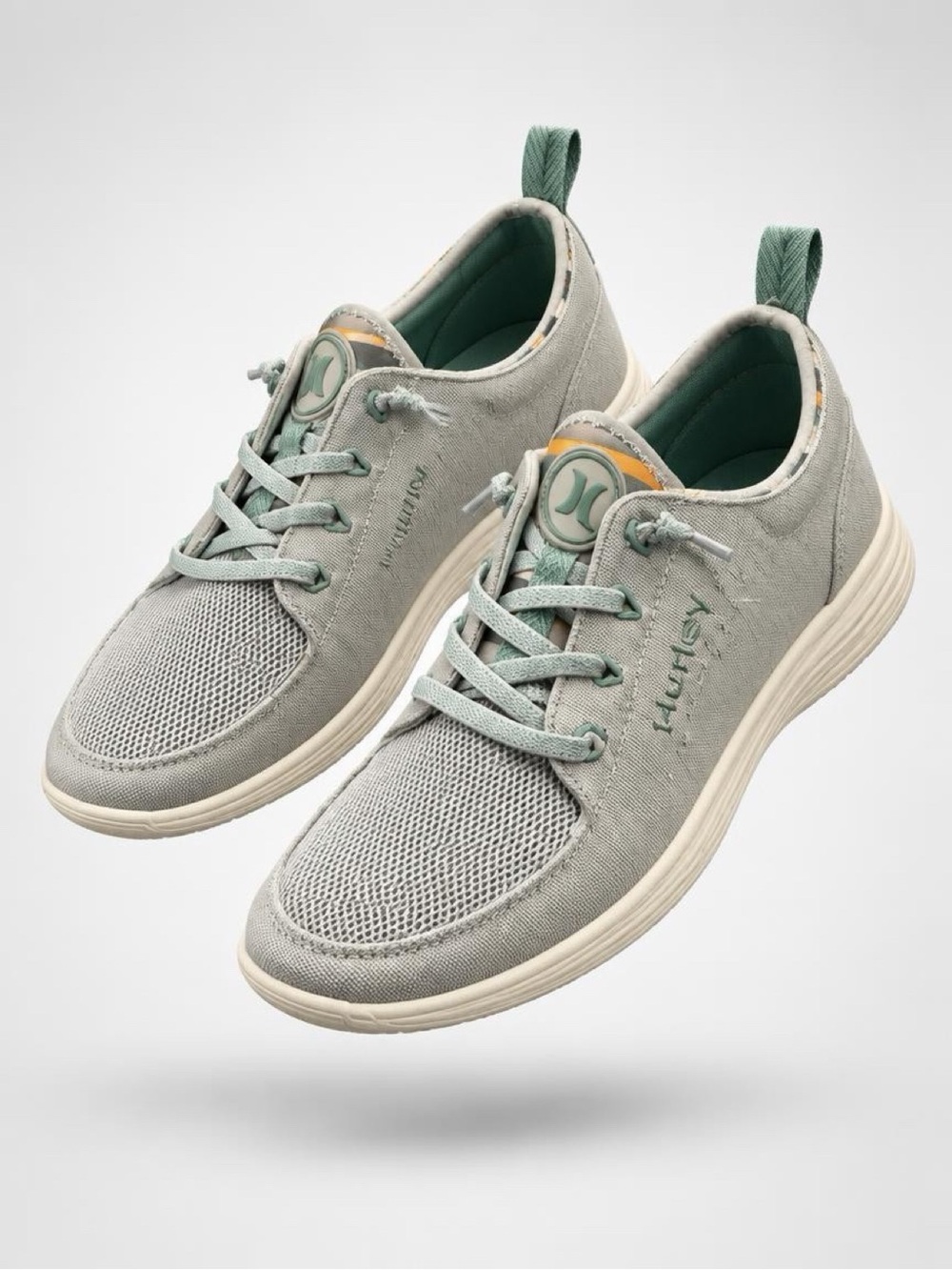 Hurley Women's Light Gray and Sage Canvas Athletic Sneakers